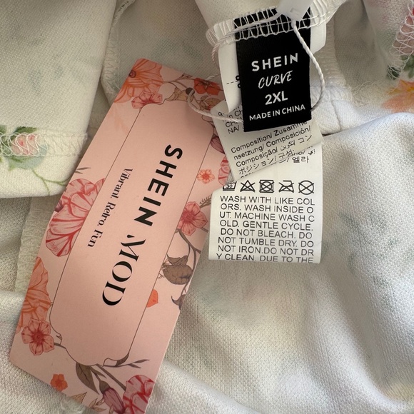 SHEIN Curve 2XL White Floral Midi Dress | Plus Size Romantic - Picture 3 of 7